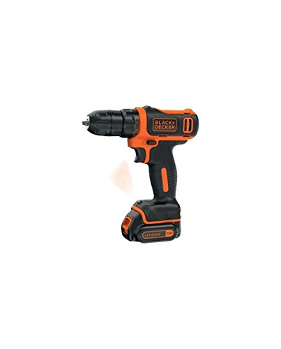BLACK+DECKER Trapano/Avvitatore 10.8V Litio. Batteria a slitta per un cambio più rapido ed una tenuta più sicura. Luce LED. BDCDD12K-QW
