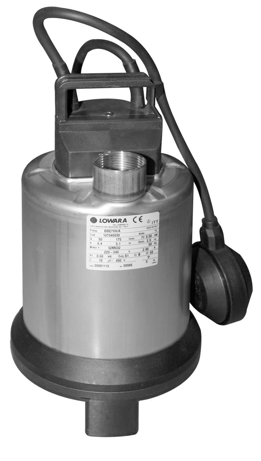 LOWARA DOC Sommergibile per acque sporche MONOFASE CON GALLEGGIANTE DOC7VX - HP 0,75 / 0.55 KW - 220V
