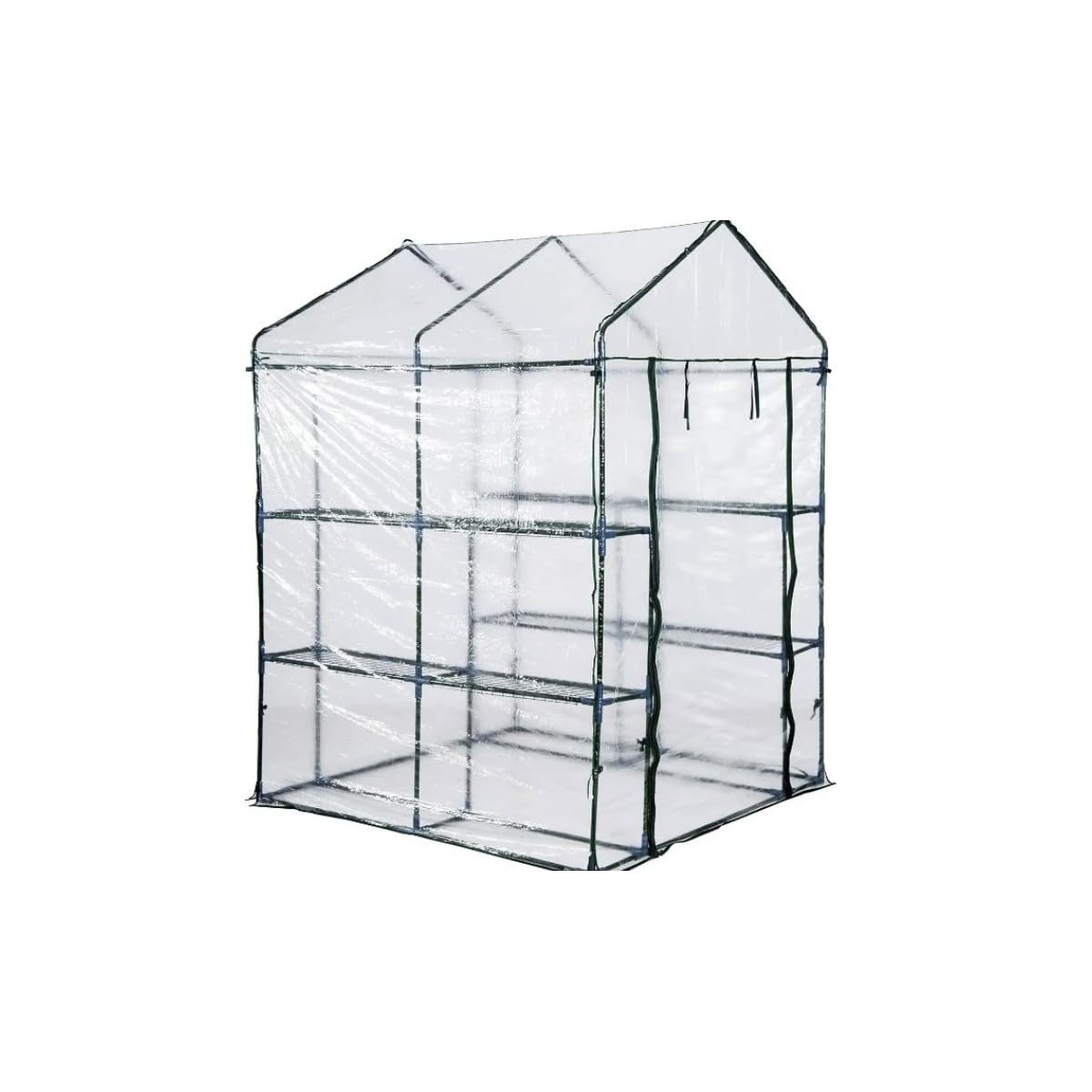 Serra da giardino per piante e fiori struttura in acciaio 4 ripiani,copertura Pvc L143XP143H195