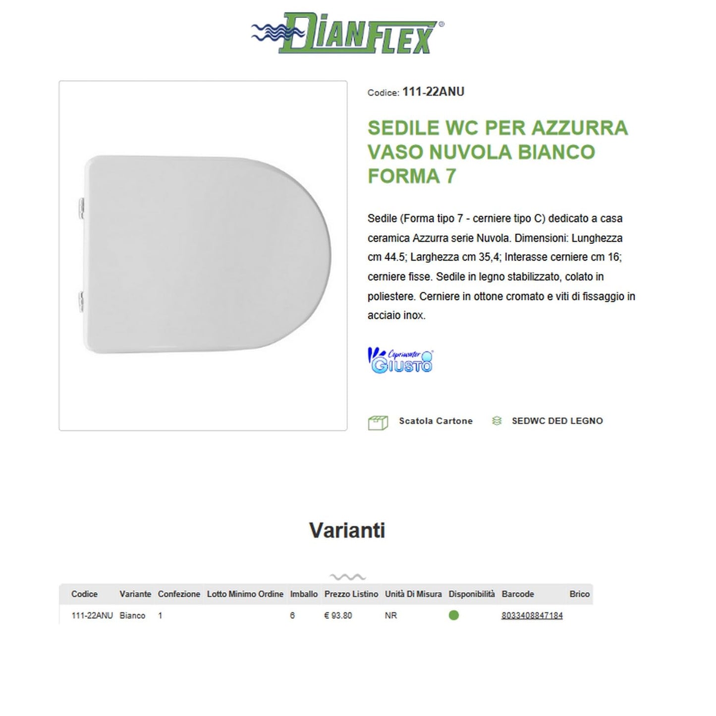 Copriwater per Azzurra Vaso Nuvola Bianco