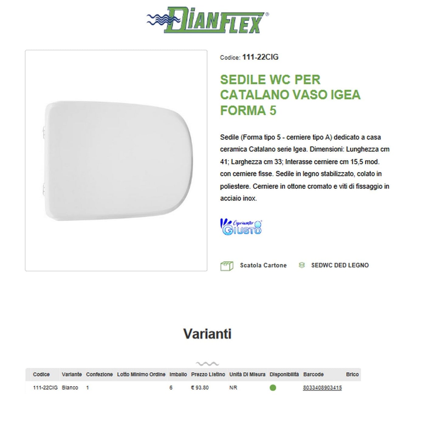 Copriwater per Catalano Vaso Igea