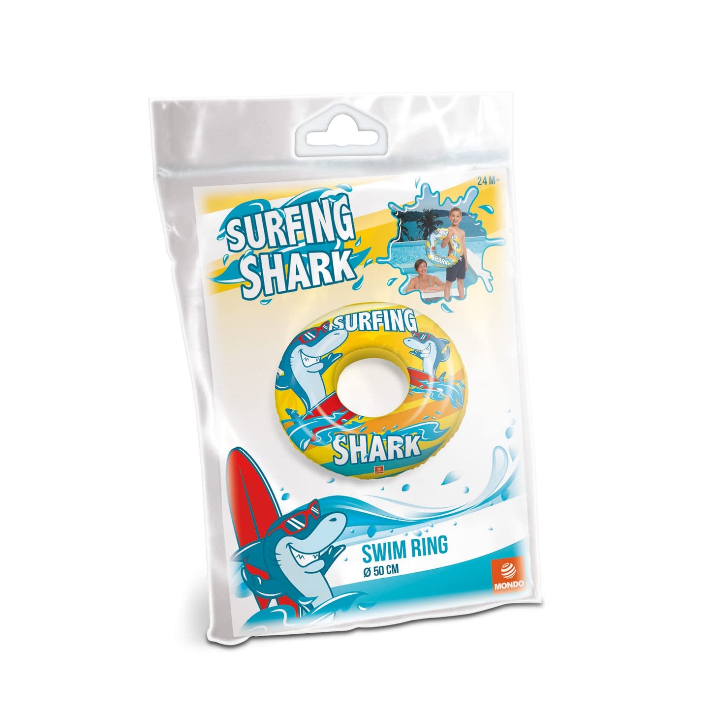 Mondo Toys - SURFING SHARK Swim Ring - Ciambella Gonfiabile - Anello di Nuoto Salvagente - Ottimo per Bambino / Bambina Utilizzabile in Piscina / Mare - 16920