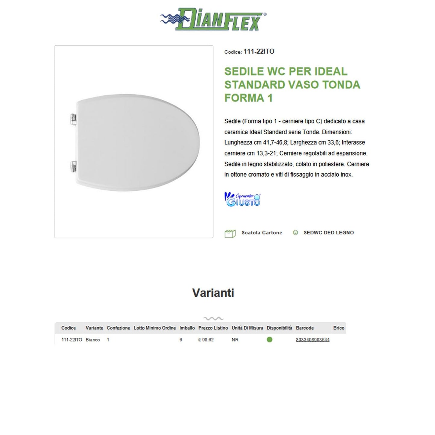 Copriwater per Ideal Standard Vaso Tonda