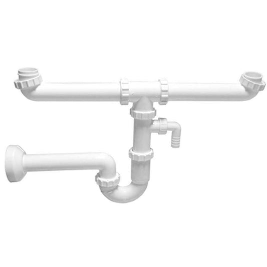SIFONE PER LAVELLI A DUE 2 VIE CON ATTACCO LAVATRICE 1" 1/2 Diametro 40