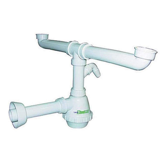 Dianhydro 371-323 Sifone PVC 2 Vie Senza piletta e Scarico Lavatrice 1" 1/2 x40mm, Multicolore