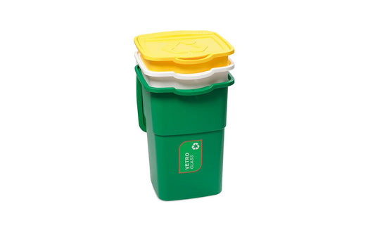 DEA HOME Pattumiera per raccolta differenziata ECO3, kit da 3 pattumiere da 50 litri, in plastica da interno ed esterno, (verde, blu, arancione)