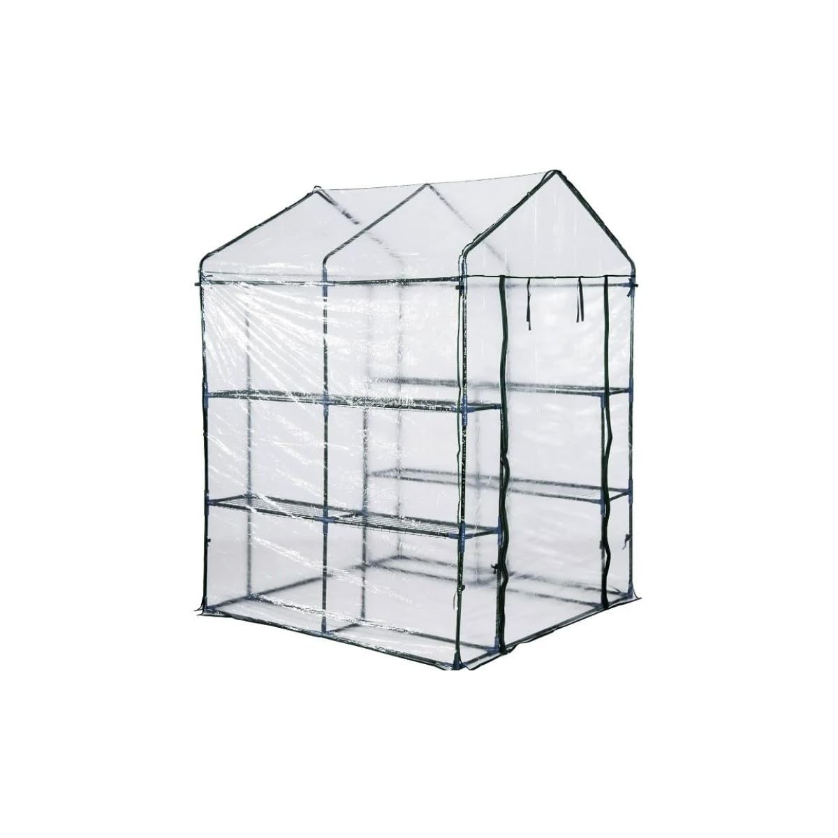 Serra da giardino per piante e fiori struttura in acciaio 4 ripiani,copertura Pvc L143XP143H195