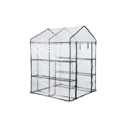 Serra da giardino per piante e fiori struttura in acciaio 4 ripiani,copertura Pvc L143XP143H195