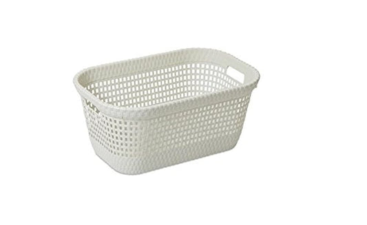 Dea Home Z438M008 Cesta Portapanni Rattan, 45 L, 60x40x26, Bianco