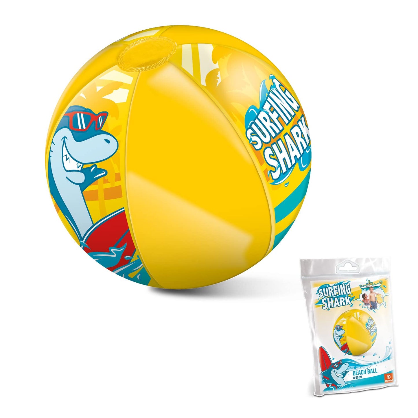 Mondo Toys - Surfing Shark Beach Ball - Pallone da Spiaggia Colorato - gonfiabile ideale per giocarci in acqua - adatto a bambini/ragazzi/adulti - 50 cm. di diametro - 16921