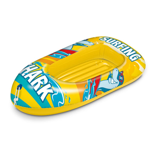 Mondo Toys - Surfing Shark Boat - Canotto con Base Gonfiabile , Gommone per Bambini, Misura 112 cm - PVC Termosaldato Resistente - 16922