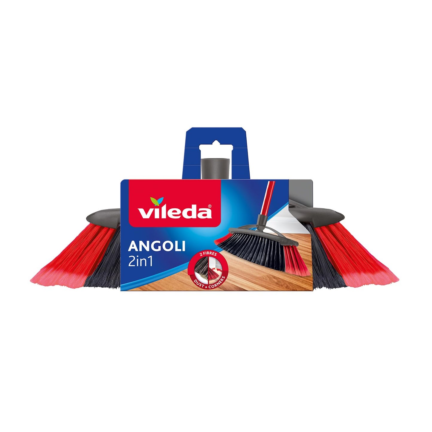 Vileda Scopa 2 in 1 Angoli, per Interni, con Due Tipi di Fibre, per Angoli, Fibre in Pet Riciclato, 14 x 37 x 5.5 cm, 299 g