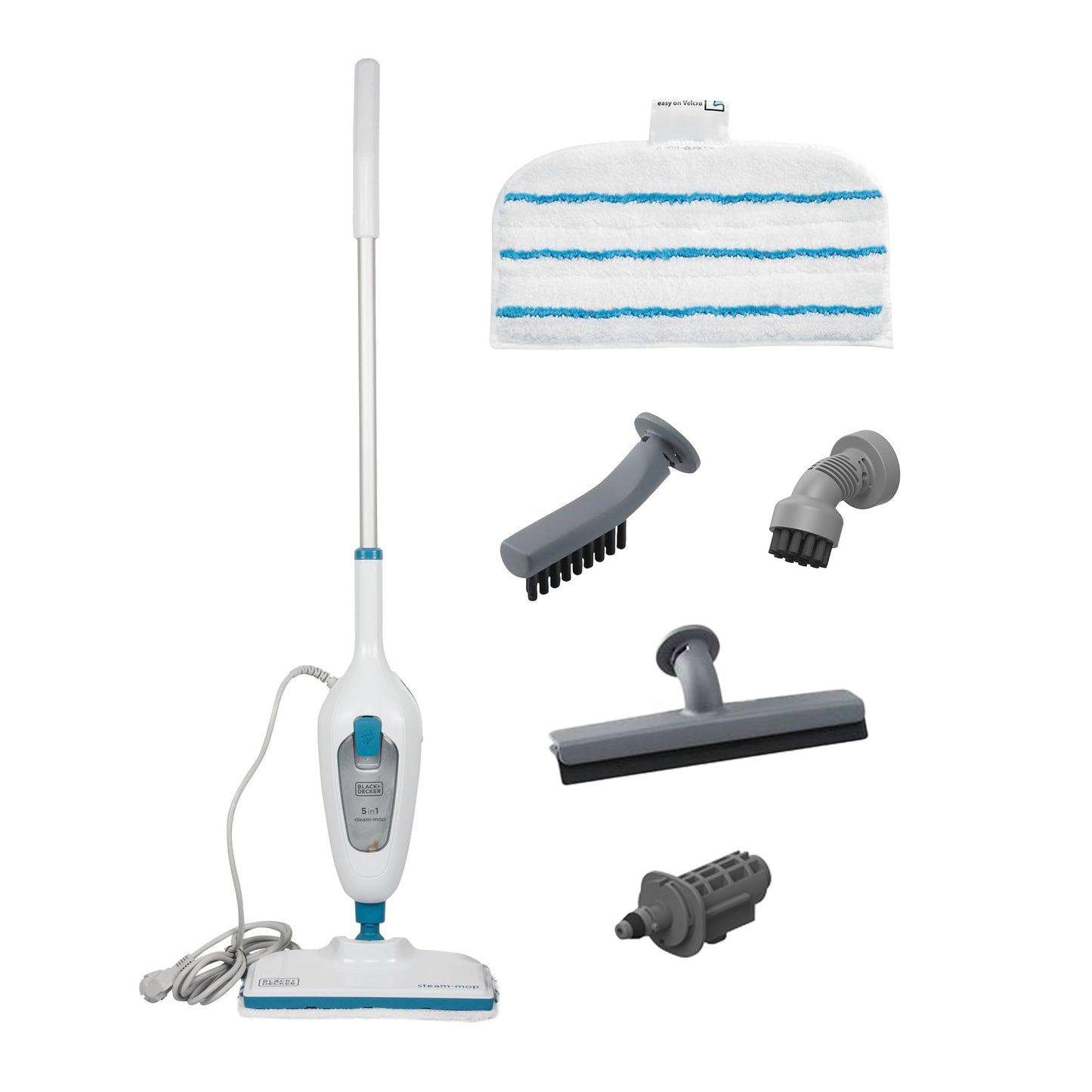 BLACK+DECKER Scopa a vapore 2 in 1 con pulitore portatile multifunzione con 5 accessori, FSMH13E5-QS