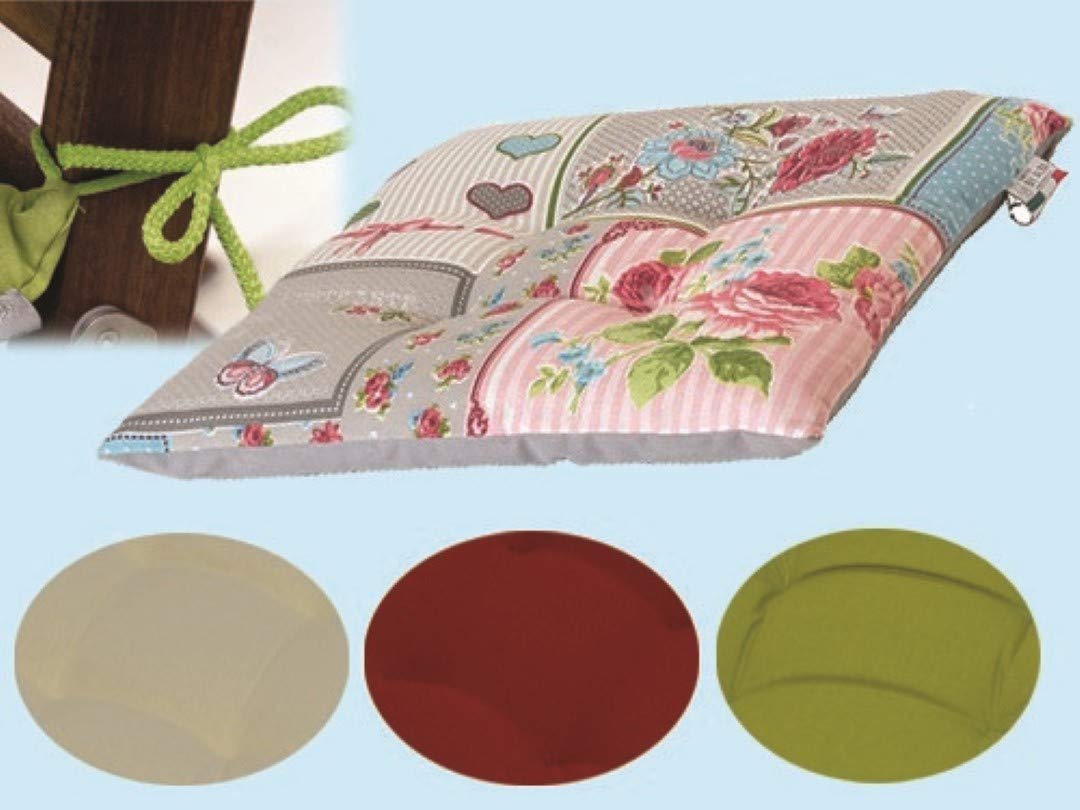 Fabotex Vintage, con Lacci, e con Stiches provenzale/Grigio, 40 x 40 x 6 cm