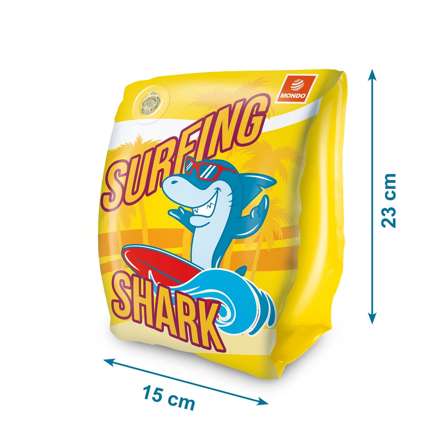 Mondo Toys - SURFING SHARK Arm Bands - Braccioli di Sicurezza per bambini - Materiale PVC - Adatti a bambini da 2 a 6 anni con Peso 6-20 kg - 16919