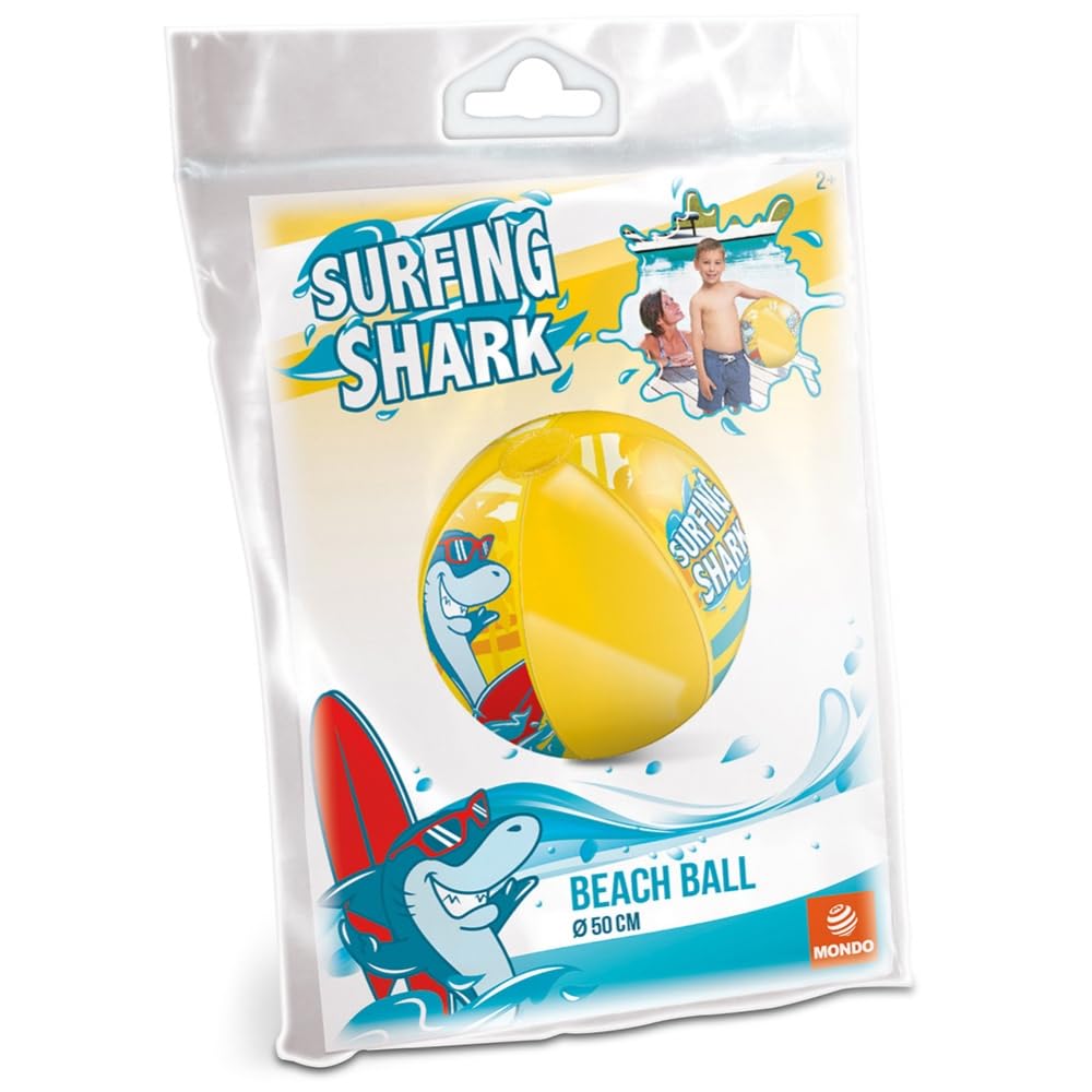 Mondo Toys - Surfing Shark Beach Ball - Pallone da Spiaggia Colorato - gonfiabile ideale per giocarci in acqua - adatto a bambini/ragazzi/adulti - 50 cm. di diametro - 16921