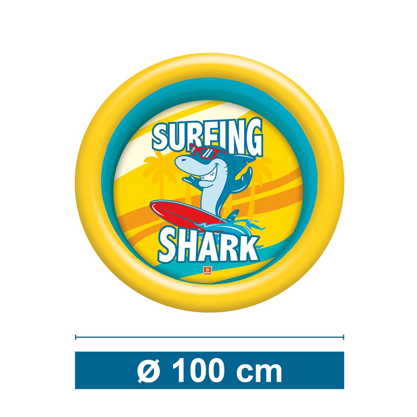 Mondo Toys - SURFING SHARK | 2 Rings Pool - Piscina gonfiabile per bambini 2 anelli - diametro 100 cm - +10 mesi - 16923