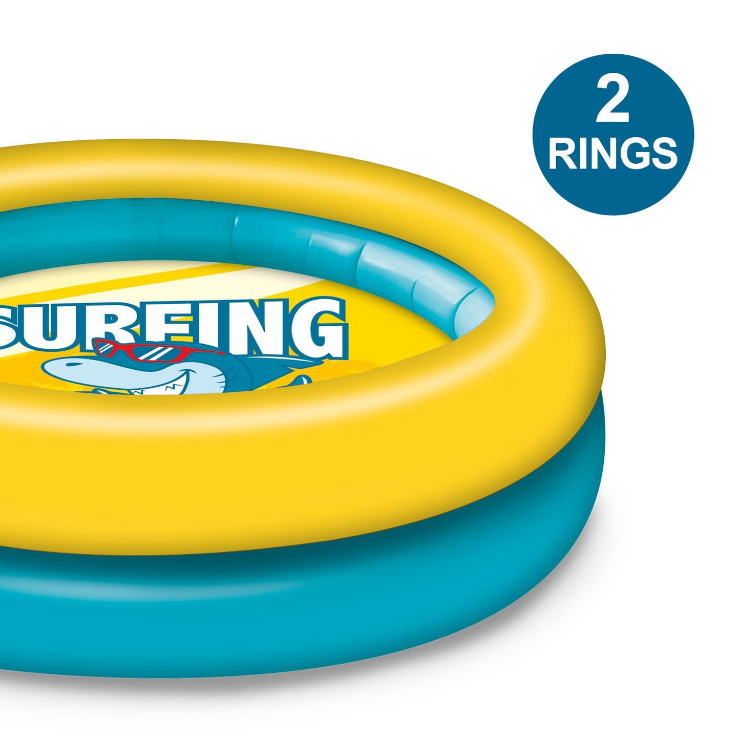 Mondo Toys - SURFING SHARK | 2 Rings Pool - Piscina gonfiabile per bambini 2 anelli - diametro 100 cm - +10 mesi - 16923