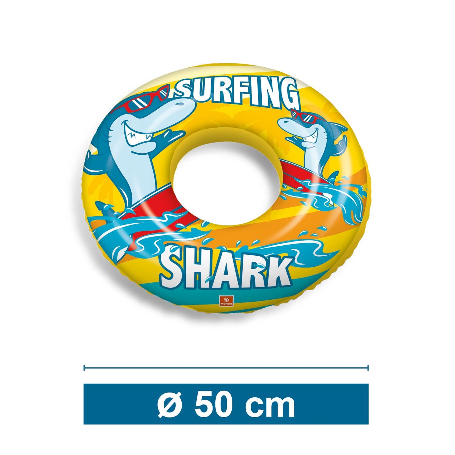 Mondo Toys - SURFING SHARK Swim Ring - Ciambella Gonfiabile - Anello di Nuoto Salvagente - Ottimo per Bambino / Bambina Utilizzabile in Piscina / Mare - 16920