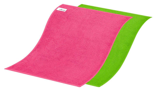 Vileda Microfibre Colors Panni Pavimenti in Microfibra, Confezione Multipack, Lavabili in Lavatrice, Verde/Rosa, 2 x 27 x 30 cm, 2 Pezzi
