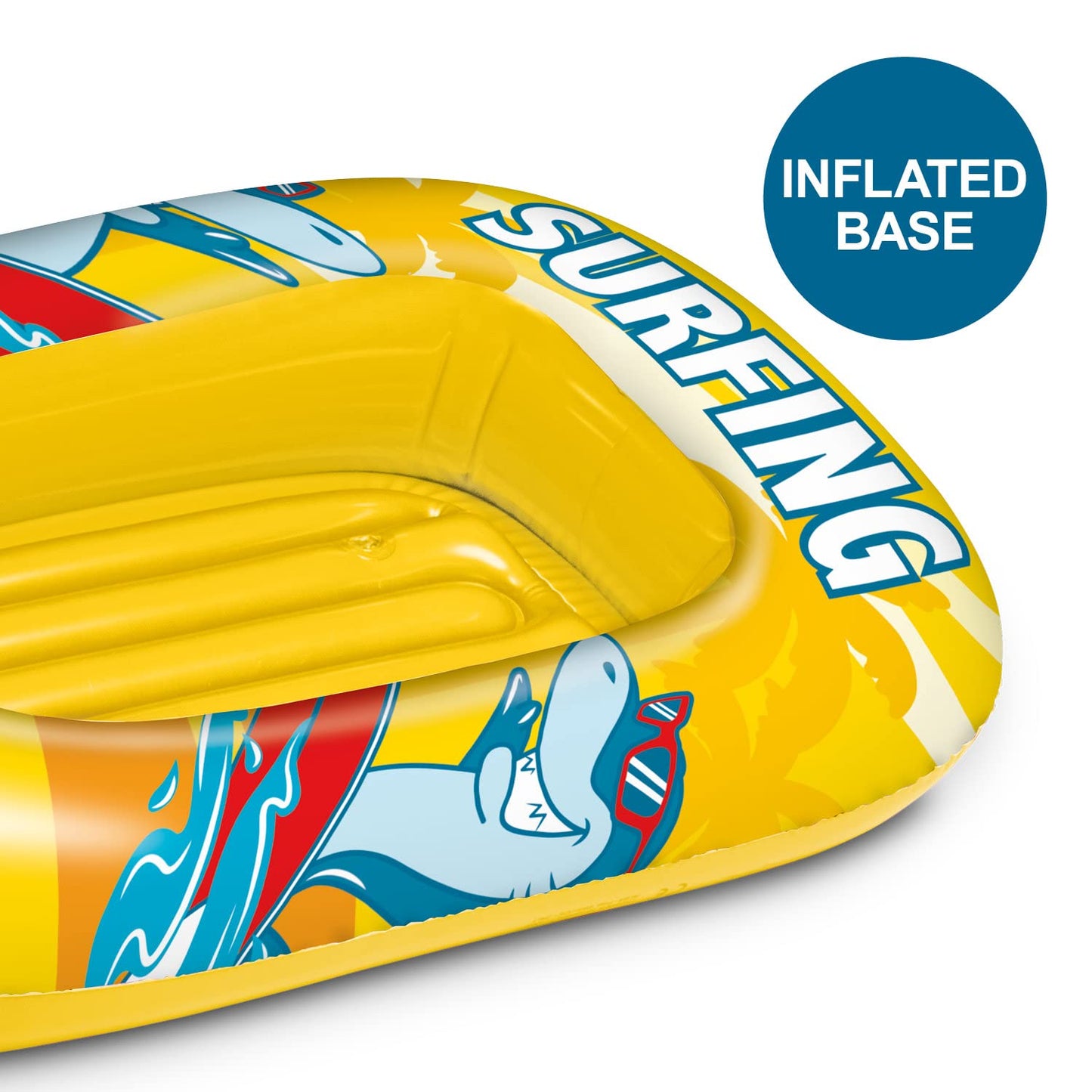 Mondo Toys - Surfing Shark Boat - Canotto con Base Gonfiabile , Gommone per Bambini, Misura 112 cm - PVC Termosaldato Resistente - 16922