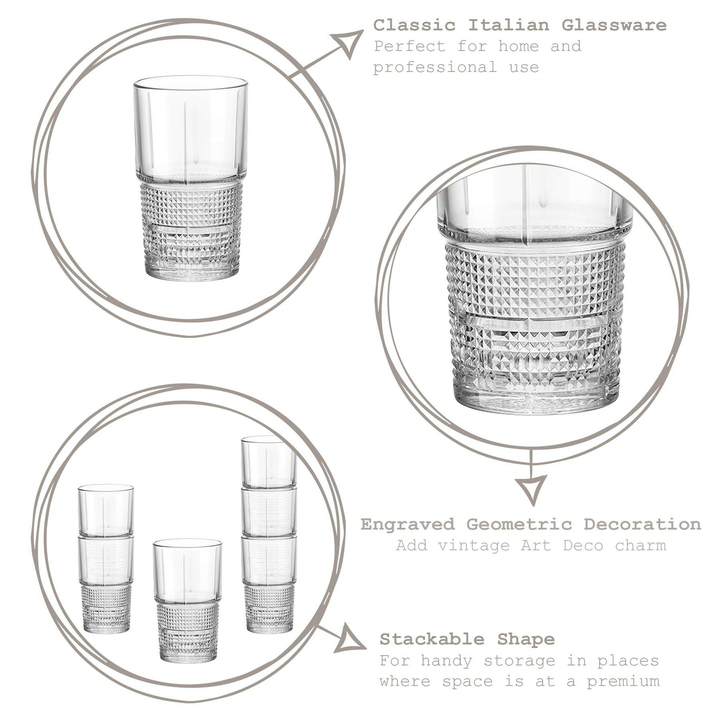 Bormioli Rocco Bartender Novecento Hiball Bicchieri 405 ml – Confezione da 6 – Bicchieri Hiball