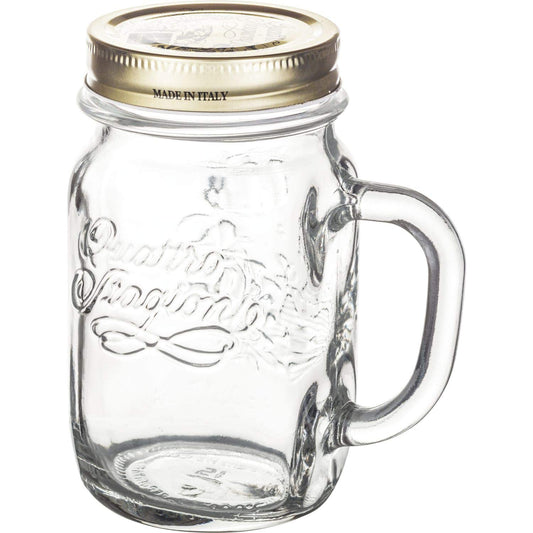 Bormioli Rocco 4 Stagioni Vaso con Manico e Capsula, Vetro, Trasparente, 47x25x15 cm