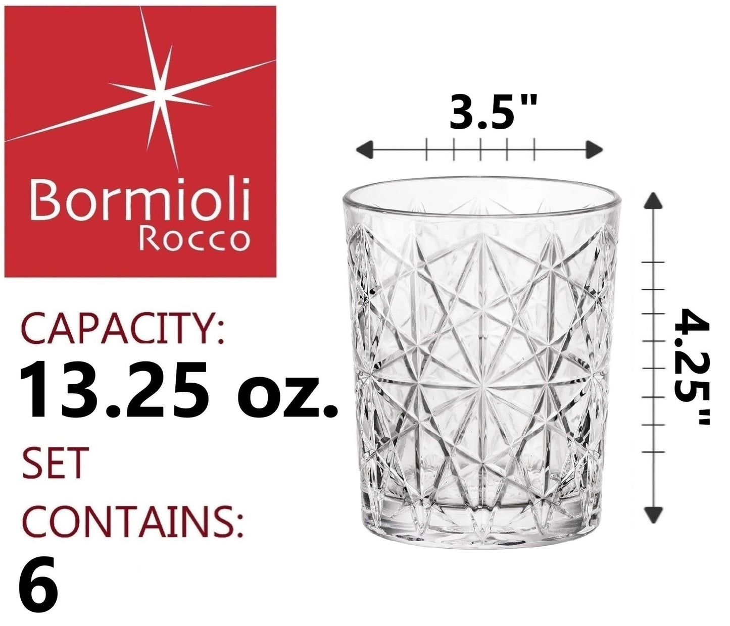 Bormioli Rocco Lounge 3930-Set Bicchieri, Vetro, Trasparente, 39 cl, 6 unità