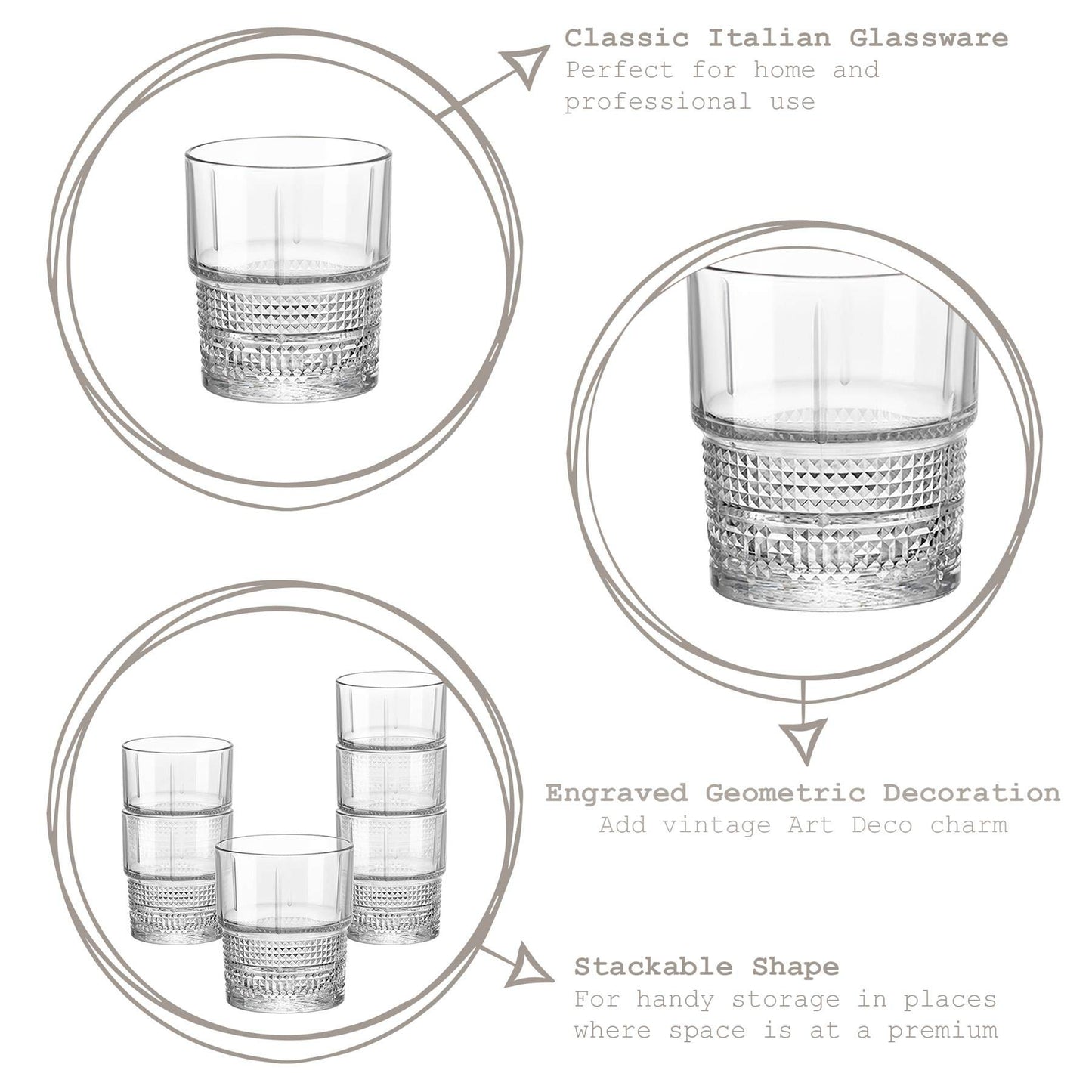 Bormioli Rocco Bartender Novecento Double Old Fashioned Glasses