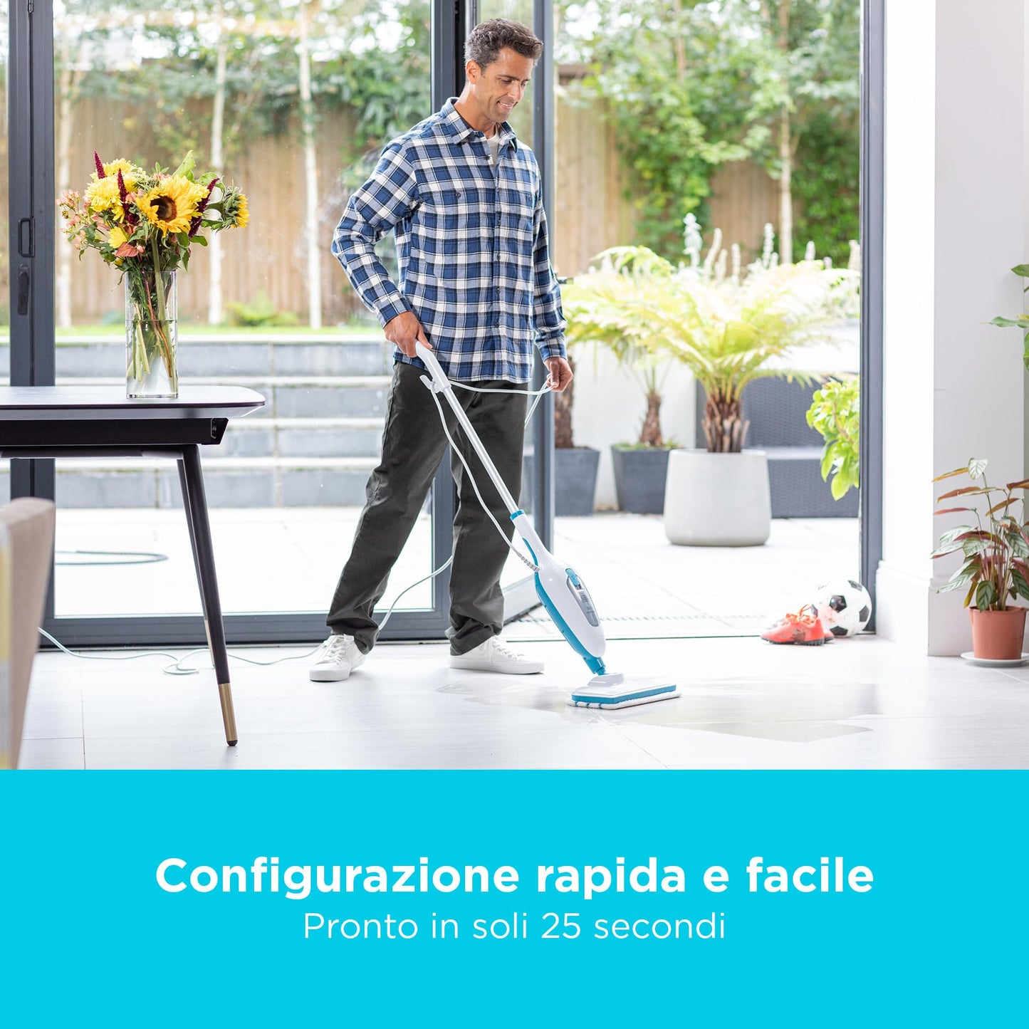 BLACK+DECKER Scopa a vapore 2 in 1 con pulitore portatile multifunzione con 5 accessori, FSMH13E5-QS